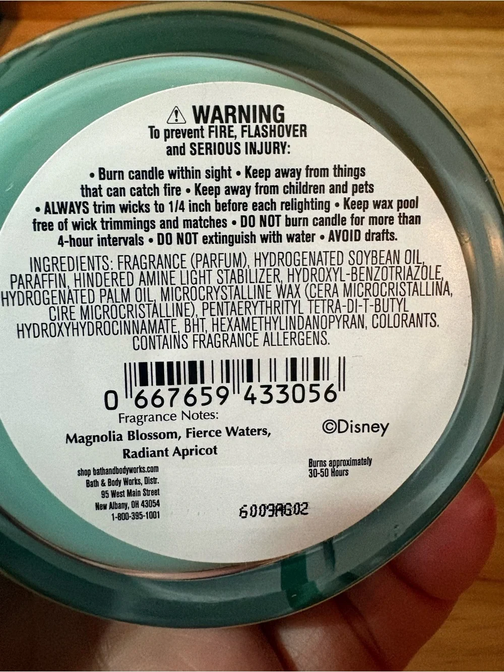 Bath & Body Works Disney Princess Mulan candle